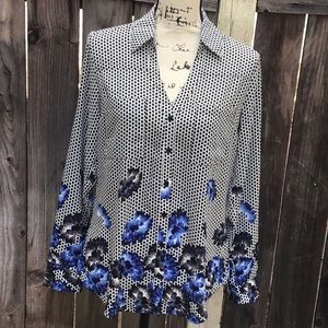 NWOT. Squared Dots Flower Prints Portofino Shirt